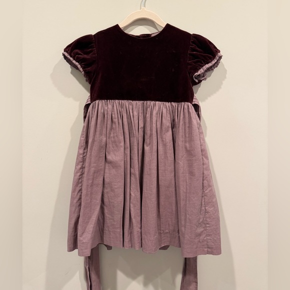 Oscar de la Renta Burgundy Velvet Kids Dress- size 5T
